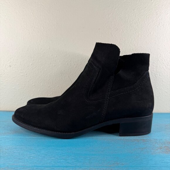 Paul Green Black Suede Heeled Side Zip Booties Sz 6 - US 8.5 - Picture 4 of 9